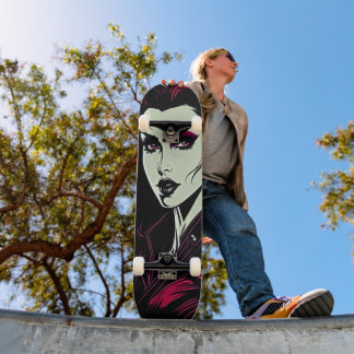 Vamp Girl Retro Skateboard - Bold Film Noir Style