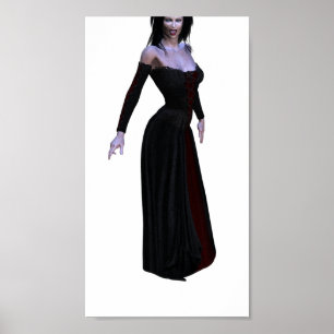 Vampira em poster preto e vermelho