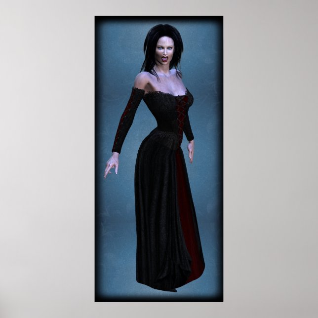 Vampira em poster vermelho-preto e vermelho-sangue (Frente)