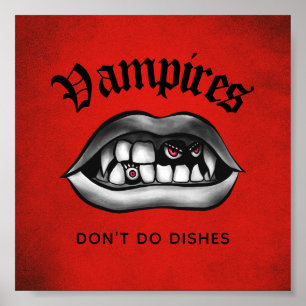 Vampiros não lavam pratos Presas Vermelho Poster