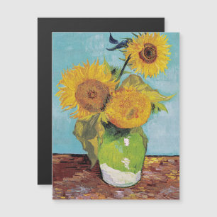 Van Gogh - 3 Girassóis num Cartão Magnético Vas