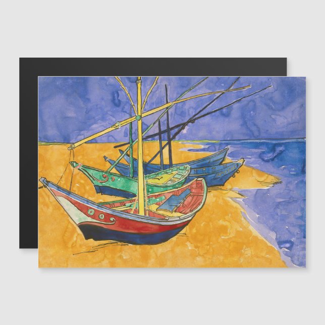 Van Gogh - Barcos de Pesca na Praia Cartão Magnéti (Frente/Verso)