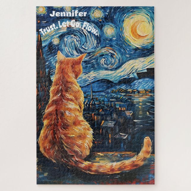 Van Gogh Cute Feline Quebra-cabeça (Vertical)