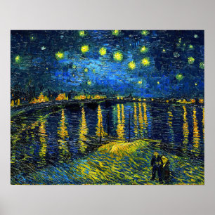 Van Gogh - Noite Estrelada sobre a Poster do Rhone