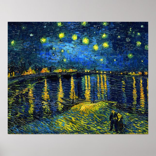 Van Gogh - Noite Estrelada sobre a Poster do Rhone (Frente)