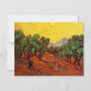Van Gogh Olive Trees com Céu Amarelo e Sol