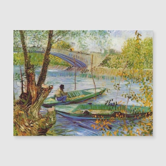 Van Gogh pescando no cartão magnético Primavera (Frente)