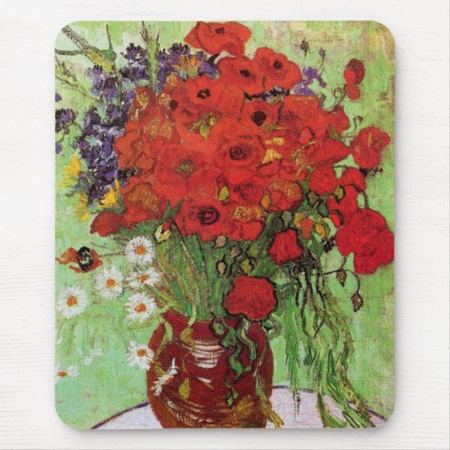 Van Gogh Red Poppies e Daisies Mouse Pad (Frente)