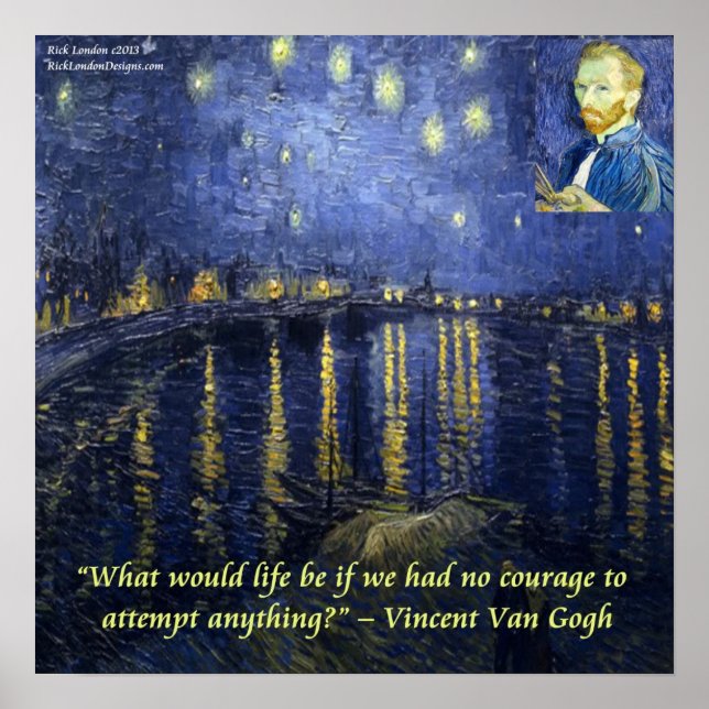Van Gogh Rhone Starry Night & Courage Cote Poster (Frente)