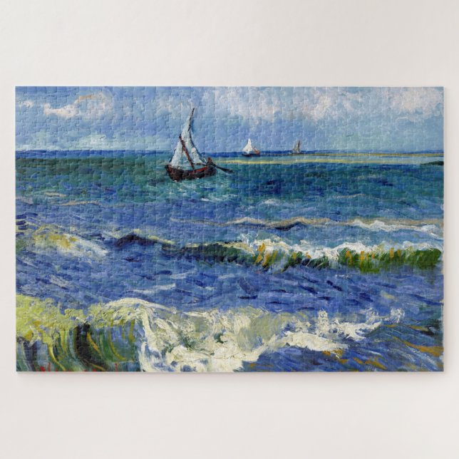 Van Gogh Sailboat Ocean Scene Jigsee Quebra-cabeça (Horizontal)