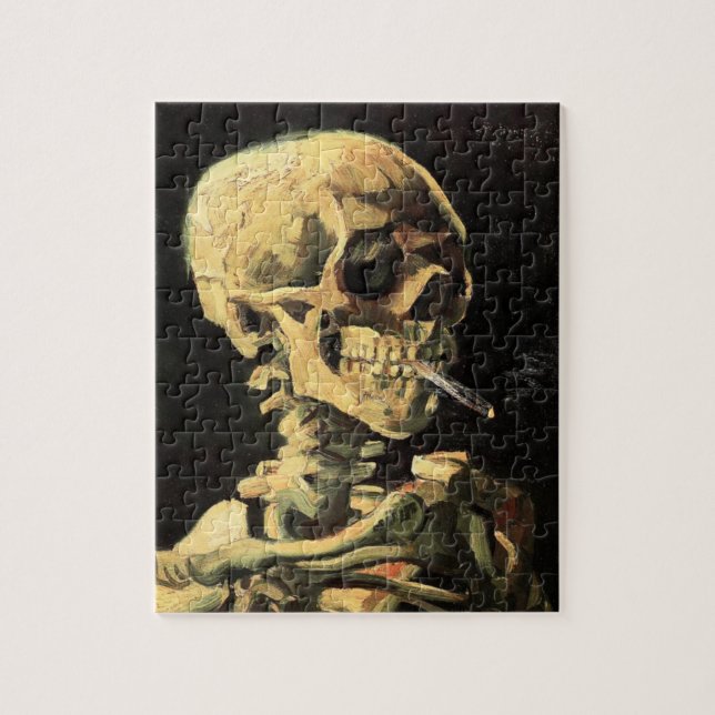 Van Gogh Skull com Quebra-cabeça de Cigarro queima (Vertical)