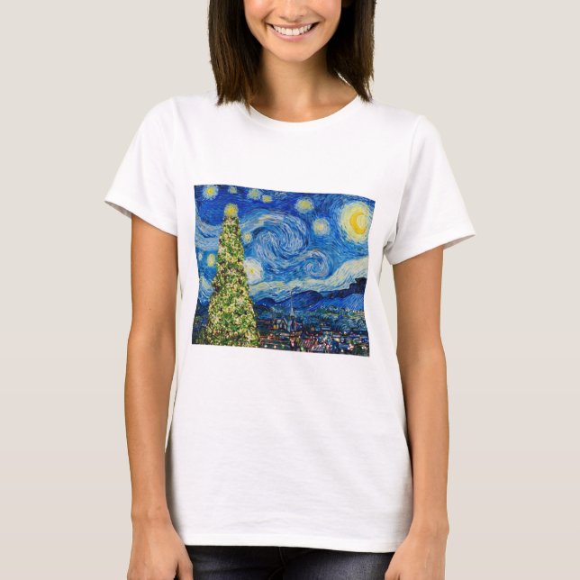 Van Gogh Starry Night - Camisa de Árvore de Natal (Frente)