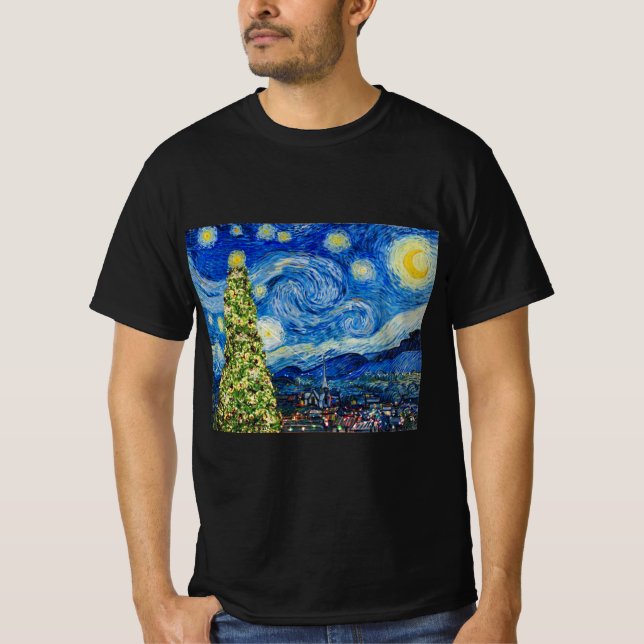 Van Gogh Starry Night - Camisa de Árvore de Natal (Frente)