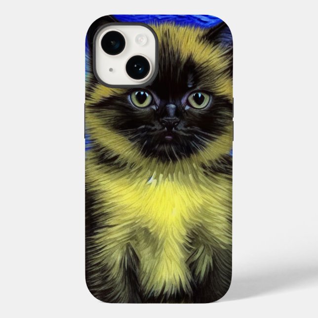 Van Gogh Starry Night Siamese Cat (Verso)
