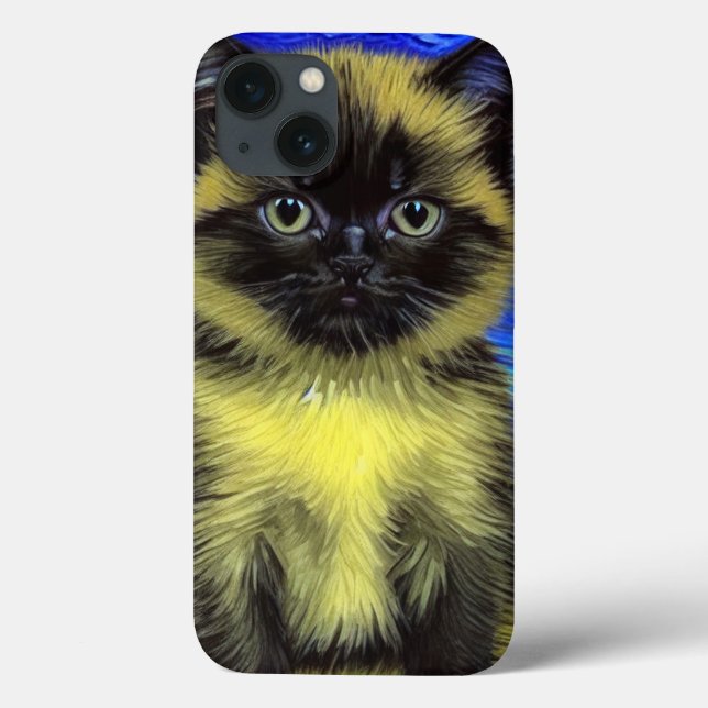 Van Gogh Starry Night Siamese Cat (Verso)