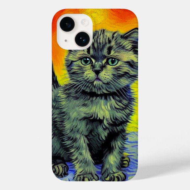 Van Gogh Style Cat Sunset Beach (Verso)