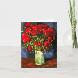 Van Gogh Vase Com Cartão De Nota De Poppies Vermel