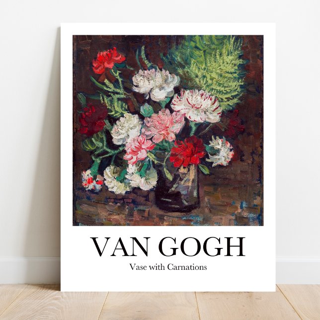 Van Gogh Vase com Impressão de Arte dos Cravos (
Van Gogh "Vase with Carnations" Poster: Bold blooms in a vibrant still life. Famous artwork)