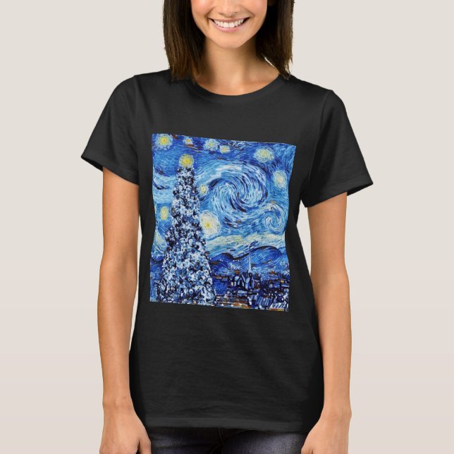 Van Gough Starry Night - Camisa de Natal Branca (Frente)