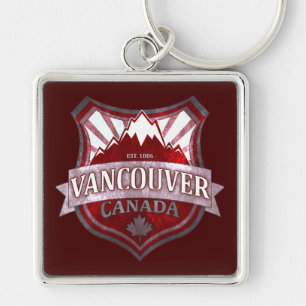 Vancouver Canada red grunge shield chaveiro