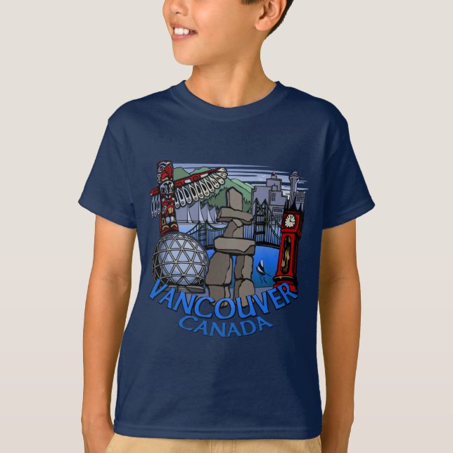 Vancouver Souvenir Kid's T-shirts Landmark Art Tee (Frente)