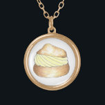 Vanilla Cream Puff Colar Colar de Deserto de Patol<br><div class="desc">O colar apresenta uma ilustração original de um delicioso cachorrinho de baunilha com açúcar em pó!</div>