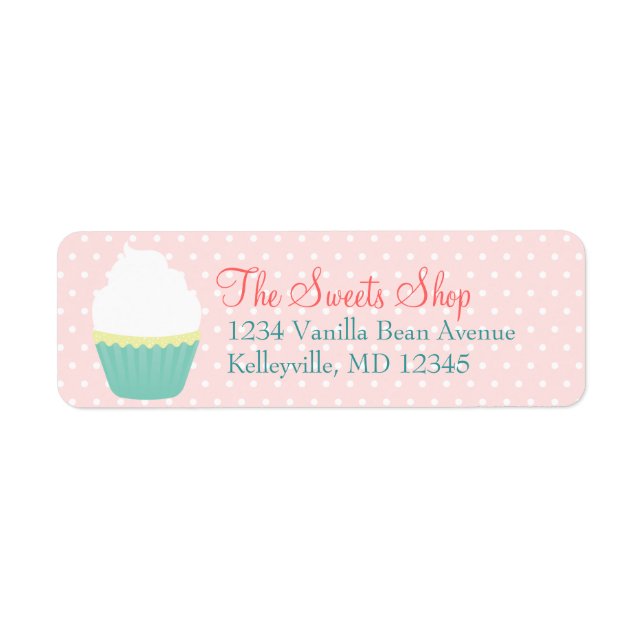 Vanilla Swirl Cupcake Teal - Etiquetas de Endereço (Frente)