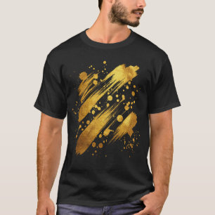 VANOSTÈ Gold Brush Stroke Art Camiseta – Metálico