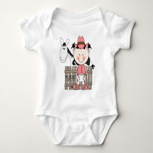 Vaqueira pequena do bebê com t-shirt do cavalo