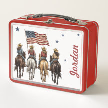 Vaqueira Vermelha Branca Azul Cavalo Personalizado