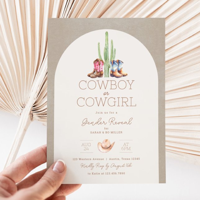 Vaqueiro ou vaqueiro - Convite (Cowboy or Cowgirl Gender Reveal Invitation)