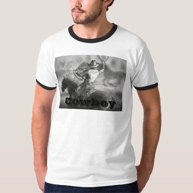 Vaqueiro que Roping o t-shirt dos homens dos (Frente)