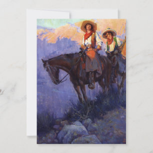 Vaqueiros Vintage, Homem e Mulher em Cavalos, Ande