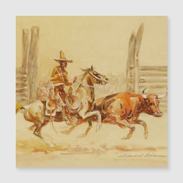 Vaquero e Touro por Edward Borein (Frente)