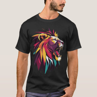 "Vara majestosa: T-Shirt do Leão Artístico"