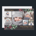 Várias Fotografias de Natal do Winter Berries<br><div class="desc">Cartão festivo e de folga,  com a nossa exclusiva coloração d'água,  botânica e bagas de inverno,  trabalho de arte para armar e destacar sua foto. Esta colagem multifoto destaca 6 das suas fotos. Todo texto é completamente personalizável.</div>