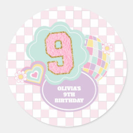 Varsity elegante adesivo pastel Aniversário de 9 a
