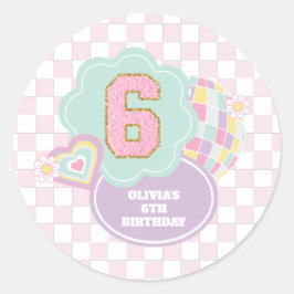 Varsity preppy pastel adesivo 6º Aniversário