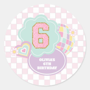Varsity preppy pastel adesivo 6º Aniversário