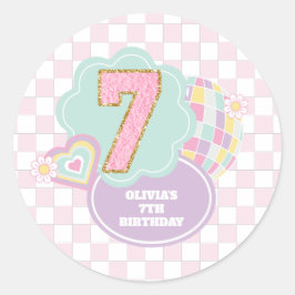 Varsity preppy pastel adesivo 7º Aniversário