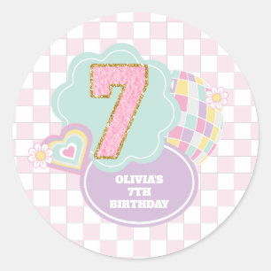 Varsity preppy pastel adesivo 7º Aniversário
