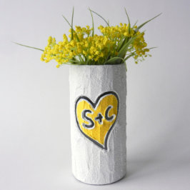 Vase de Casal artesanal com Coração Amarelo