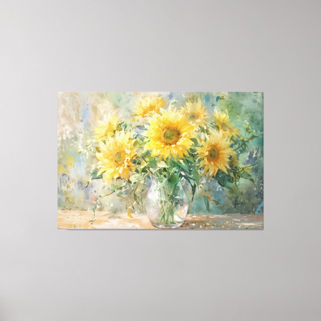 *~* Vase Sun Flowers TV2 Stretered Canvas Print (Frente)
