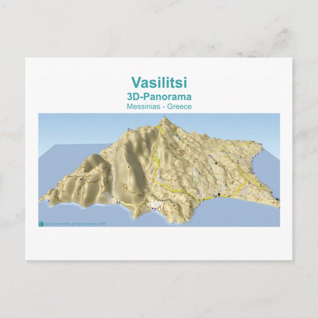 Vasilitsi - Mapa 3D-Panorama - Cartão postal (Frente)
