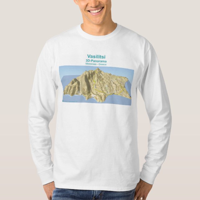 Vasilitsi - Mapa de Panorama 3D - T-Shirt Manga Lo (Frente)
