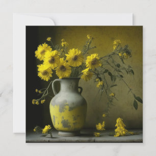 Vaso Antigo de Flores Amarelas