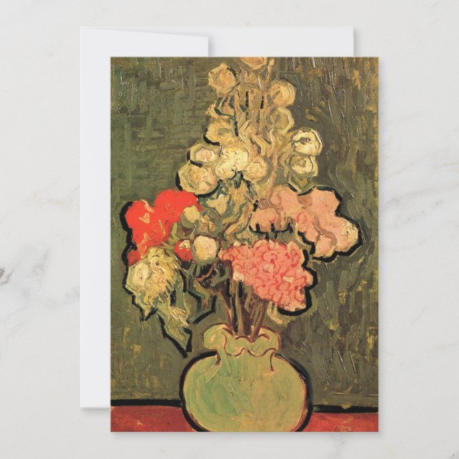Vaso com Malvas Rosadas por Vincent van Gogh (Frente)