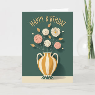 Vaso de Aniversário com Cartão Floral