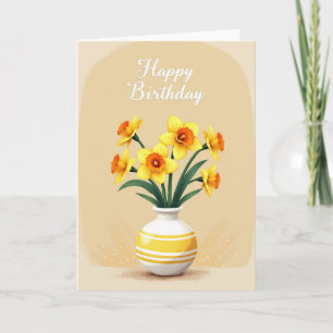 Vaso de Aniversário com Margarida e Cartão