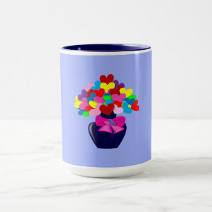 Vaso De Corações Coloridos Duas Caneca De Café De 